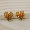 French Vintage Gold Crystal Sparkling Earrings Studs